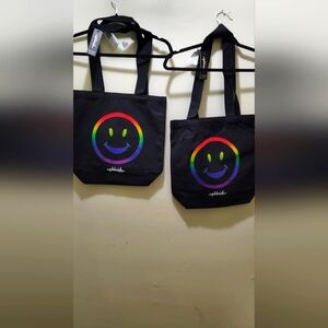 NWT Black Tote Bags with Rainbow Smiley